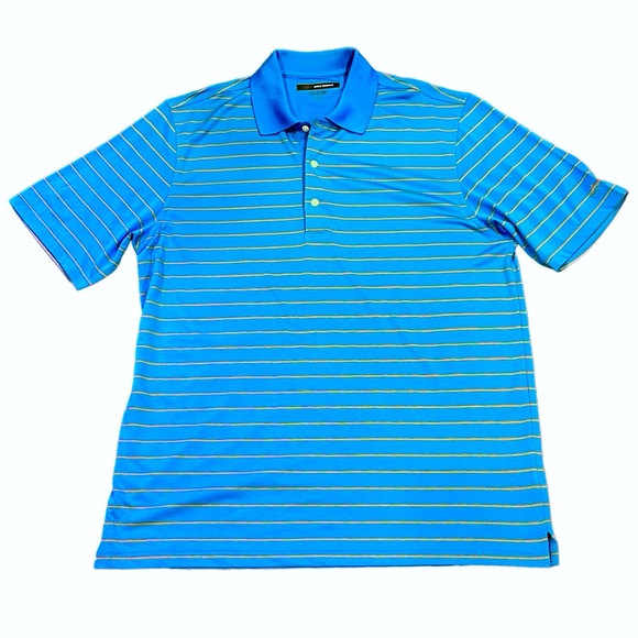 GREG NORMAN BLUE STRIPE PLAY DRY COLLARED POLO SHIRT - Picture 1 of 11